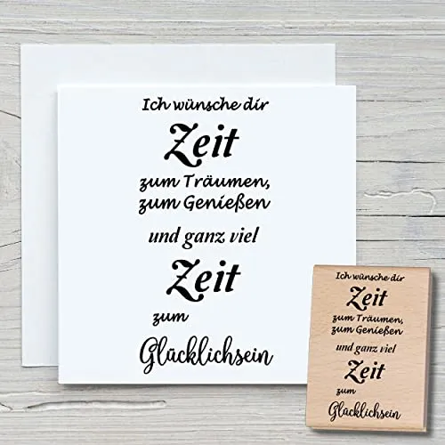 NEWSTAMPS Stempel Ich wünsche dir Zeit Motivstempel groß aus Holz & Gummi zum Karten basteln, Holzstempel, Sprüche, Spruchstempel, Textstempel, Schrift, Scrapbook, Textilstempel, Deko