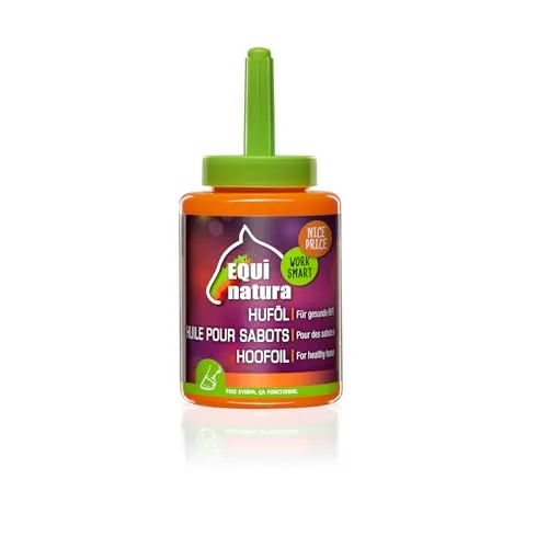 Equinatura Huföl mit Pinsel für Pferde | 450 ml | Reine Pflanzenöle für tiefe Pflege und Nahrung | Förderung der Elastizität und Gesundheit des Hufhorns | Einfache Anwendung