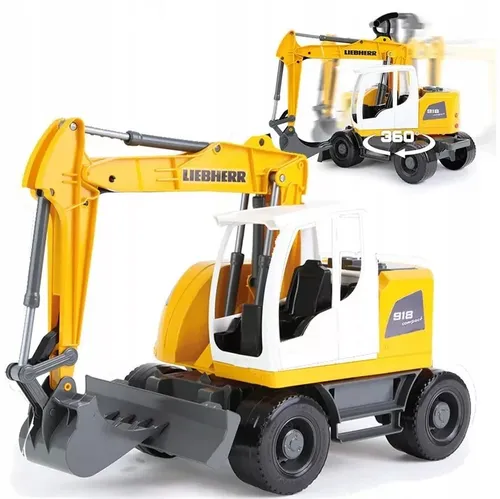 Lena 04611 - Worxx Schaufelbagger Liebherr A918 Compact - Robuster Bagger-Spielzeug für Kinder ab 3 Jahren, mit funktionstüchtigem Baggerarm und Schiebeschild, ideal für drinnen und draußen, TÜV geprüft und aus hochwertigem Kunststoff gefertigt.