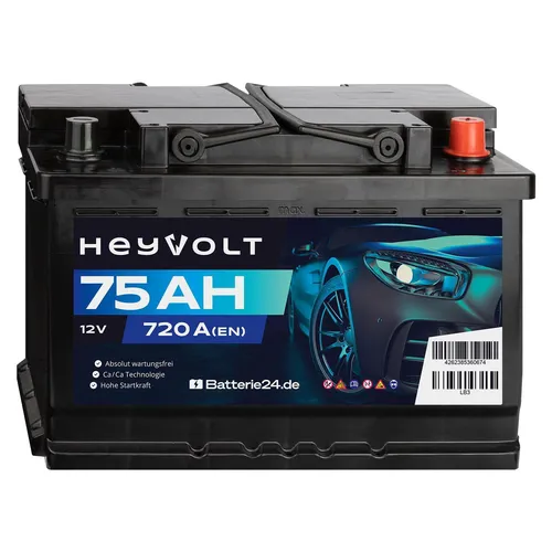 HeyVolt 75Ah Autobatterie 12V 720A/EN Starterbatterie 570144064