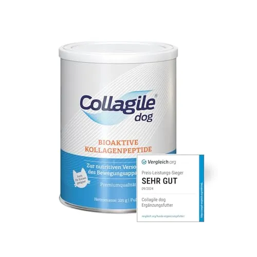 Collagile dog - Ergänzungsfuttermittel für Hunde, 225 g Dose, unterstützt Gelenk- und Hautgesundheit mit bioaktiven Kollagenpeptiden