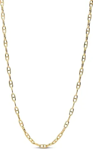 Pandora Moments Ankerketten-Halskette aus 14 Karat vergoldetem Sterling Silber - Ketten für Damen, elegante Gliederkette für bis zu 6 Charms, ideal für einen persönlichen und minimalistischen Look.