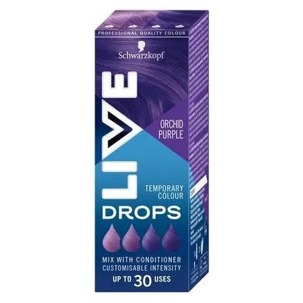 Schwarzkopf LIVE Drops Orchid Purple 30 ml - Haarfarben für Damen, abwaschbare Farbnuancen mit anpassbarer Einwirkzeit für individuelle Farbintensität.