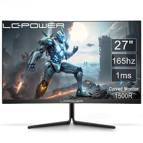 LC-Power LC-M27-FHD-165-C Gaming Monitor 27" - Curved Full HD Monitor mit 165Hz und 4ms Reaktionszeit, ideal für Gaming und entspannte Augen durch Low Blue Light Technologie.