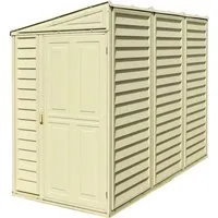 Duramax SideMate 4 x 8 Kunststoff Gerätehaus - Robustes, wartungsfreies Vinyl-Lagerhaus mit Wendetür (B x H: 76 x 157 cm) und starkem Metalldach, ideal für alle Wetterbedingungen.