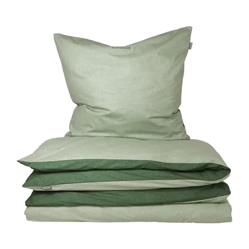 Schiesser Wendebettwäsche Doubleface aus Baumwolle - Bettwäsche-Set aus weichem Renforcé, 2-teilig, mit edlem Melangeeffekt und Wendefunktion, ideal für individuellen Schlafkomfort, Made in Green.