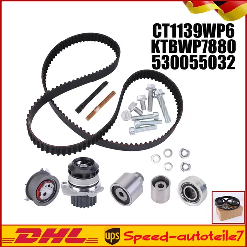 CONTINENTAL CT1139WP6 Wasserpumpe + Zahnriemensatz - Steuerketten- & Zahnriemensätze, inklusive Zahnriemen, Wasserpumpe und Spannrolle für zuverlässige Motorleistung in A1, A3, A4, A5, A6, Q3, Q5, TT 8.
