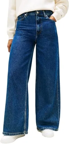 Tommy Hilfiger Damen DNM 70'S Wide Leg Jeans - Authentische Tommy Hilfiger Jeans im 70er-Jahre-Stil, nachhaltig produziert und ideal für einen modischen Look.