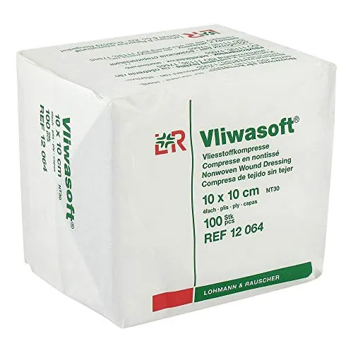 VLIWASOFT Vlieskompressen 10x10 cm unsteril 4l. 100 St
