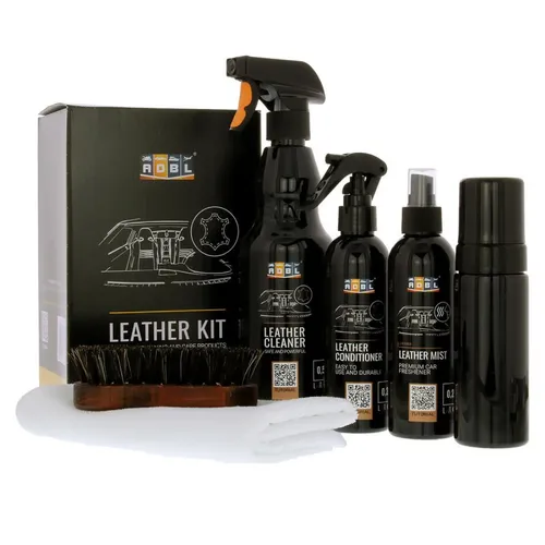 ADBLLeder Kit: Premium Lederpflegeset für Auto & Zuhause - Autopflege & Motorradpflege: Komplettes Set zur Lederreinigung und -pflege mit Balsam, Bürste und Zubehör für ein makelloses Ergebnis ohne Glanz-Effekt.