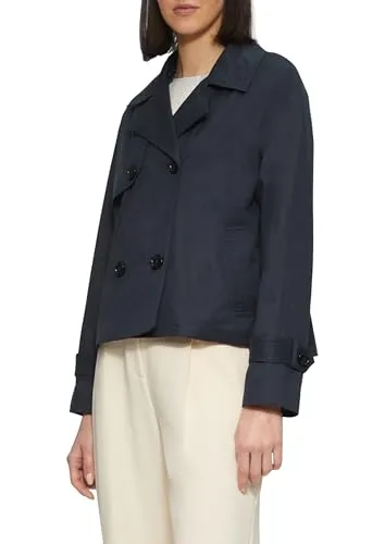 s.Oliver Cabanjacke Navy 44 - Damen-Mäntel mit klassischem Zweireiher und modischem Streifenfutter, leicht gefüttert und wasserabweisend für alle Wetterbedingungen.