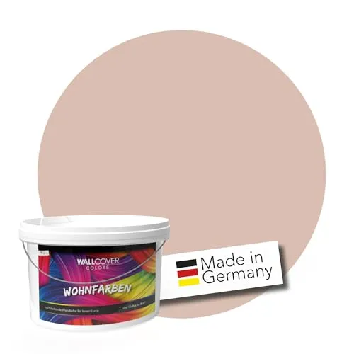 WALLCOVER hochwertige Wandfarbe für Innen | Altrosa | 1L für 8m² | Hochdeckende Innenfarbe Matt (Klasse 1) | Profi Qualität aus Deutschland