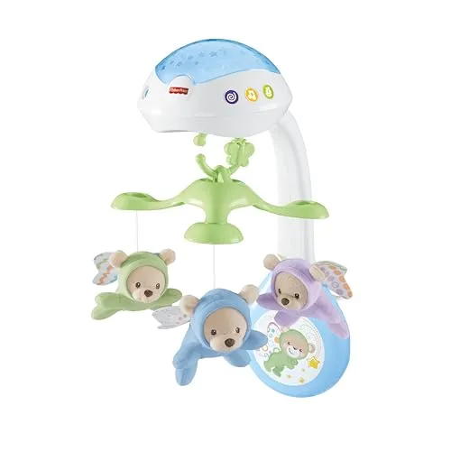 Fisher-Price 3-in-1-Traumbärchen-Mobile - Vielseitiges Mobile für Babybett mit Licht und Musik, fördert die Entwicklung von Säuglingen ab Geburt.