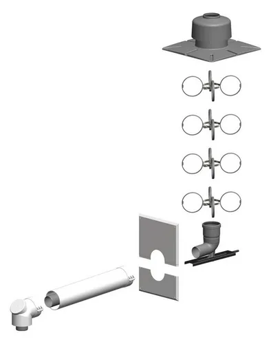 ATEC Abgastechnologie PP-Rohr Schornstein Schacht-Set DN60/100-DN80 - Zubehör für Klima & Heizen, ideales Stecksystem für effiziente Kaminanschlüsse, aus robustem grauem PP-Material für hohe Langlebigkeit.
