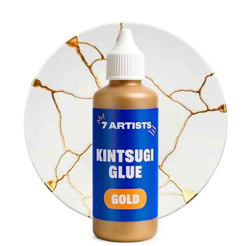 Artists Kintsugi Kleber Goldkleber 80 ml – Extra starker Keramikkleber für kreative Reparaturen - Der 7 Artists Kintsugi Kleber ist ideal für die dekorative Reparatur von Keramik und Glas. Er betont Brüche mit goldenen Linien und verleiht Objekten ein einzigartiges Aussehen. Nicht spülmaschinenfest.