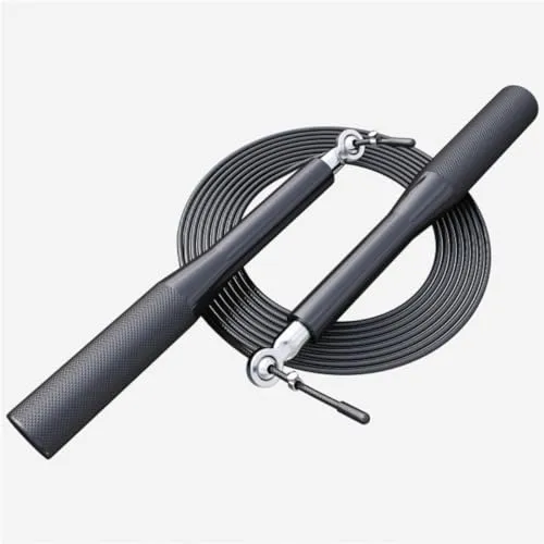 GORILLA SPORTS® Springseil - 300 cm, Verstellbar, Rutschfeste Griffe, Aluminium, Schwarz/Silber - Das verstellbare Springseil bietet rutschfeste Aluminiumgriffe für optimalen Halt. Ideal für effektives Training zu Hause oder unterwegs. Perfekt für Fitness und Ausdauer!
