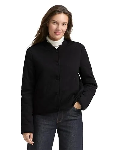 TOM TAILOR Damen Jacke - Elegante gesteppte Übergangsjacke mit Bomberkragen und praktischen Taschen. Der glitzernde Lurex-Anteil verleiht der Jacke das gewisse Etwas. Ideal für stilvolle Outfits in der Übergangszeit.