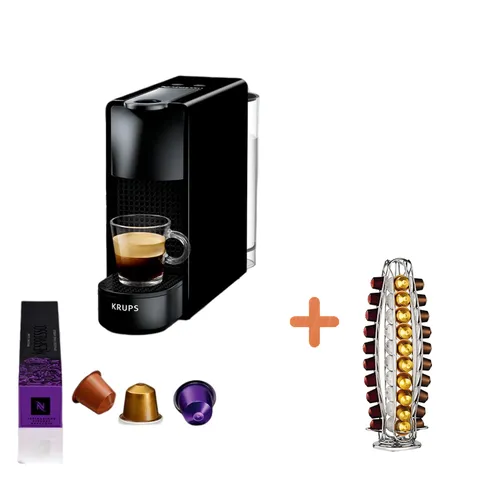 Krups XN 1108 Essenza Mini Schwarz - Kompakte 1-Tassen-Kaffeemaschine für perfekten Kaffeegenuss mit 2 programmierbaren Tassengrößen