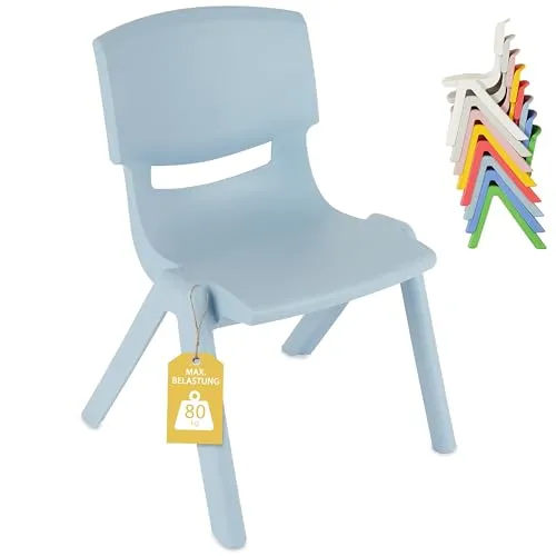 Bieco Kinderstuhl 7213875 - Kippsicherer Kunststoffstuhl - Robuster Kinderstuhl von Bieco für drinnen und draußen, mit bequemer Rückenlehne und bis 80 kg belastbar. Ideal für eine gemütliche Sitzgruppe beim Spielen und Basteln.