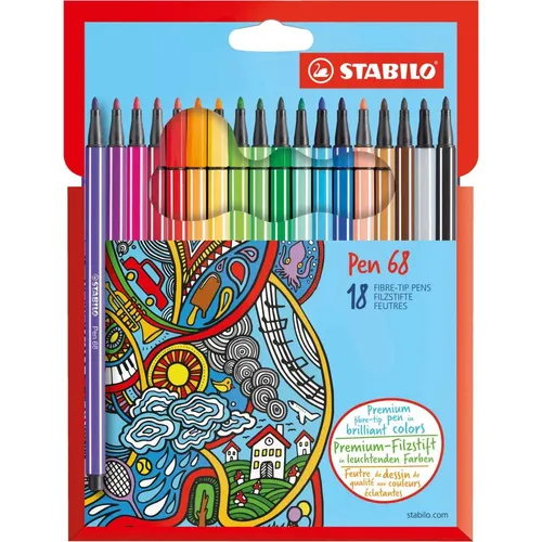 STABILO Pen 68 Filzstifte farbsortiert, 18 St. 6818-7