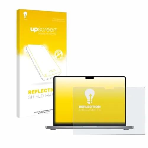 upscreen Entspiegelungs-Schutzfolie für Apple MacBook Pro 14" 2021 - Schutzfolie für hochauflösende Displays, Anti-Glare & Anti-Fingerprint, sorgt für klare Sicht ohne Reflexionen und schützt vor Kratzern.