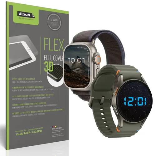 2x Full Cover Schutzfolie matt für Casio MTP-1302PD Panzerfolie Anti-Shock