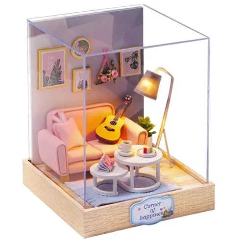 Cute Room 3D-Puzzle Miniaturhaus Set: Gemütliche Ecke - 3D-Puzzle DIY Miniatur Puppenhaus, gefertigt aus hochwertigem Birkensperrholz. Perfekt für kreative Bastler ab 14 Jahren – ideal als Geschenk oder zur Dekoration!