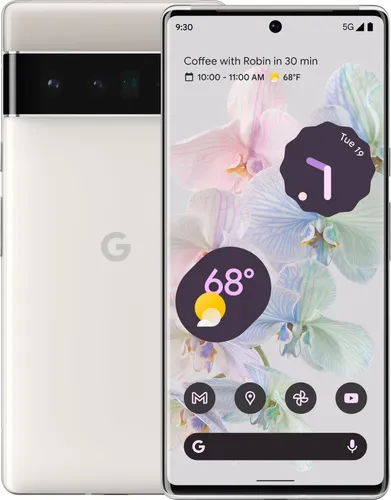 Google Pixel 6 Pro 128GB Cloudy White - Handys ohne Vertrag mit 50MP Hauptkamera, 4-fachem optischen Zoom und spritzwassergeschütztem Gehäuse – ideal für beeindruckende Fotos und Langlebigkeit.