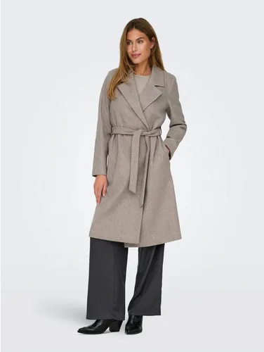 ONLY Langmantel ONLAlvilda - Stilvoller Melange-Mantel - Langmäntel aus recyceltem Polyester, in eleganter taupe Farbe, ideal für nachhaltige Modebewusste. Pflegeleicht bei 30 °C.