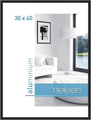 Alurahmen Classic 30x40 cm eloxal schwarz - Moderner Aluminium Bilderrahmen 30x40 cm, ideal für stilvolle Präsentationen in jedem Raum, robust und langlebig.
