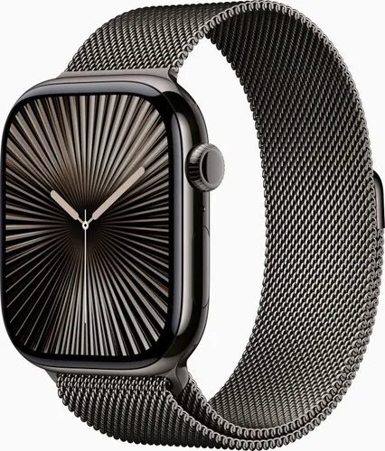 Apple Watch 10 46/Titangehäuse Schiefer/Milanaise Armband Schiefer S/M LTE