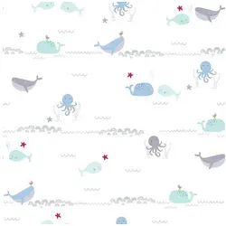 Profhome Vliestapete 381301-GU Kinder Tapete Tiermotiv matt blau grau weiß 5,33 m2, leicht strukturiert, matt, (1 Rolle, 5,33 qm), Vliestapete in blau blau 0.53 m x 10.05 m