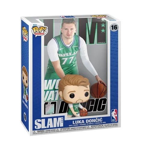 Funko Pop! NBA Cover: Slam - Luka Doncic - Sammlerfigur - Chibi Figuren - Mit 9,5 cm Höhe ist diese langlebige Vinylfigur das ideale Geschenk für Fans und Sammler, perfekt für Vitrinen und Schreibtische.
