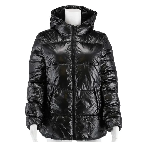 Champion Übergangsjacke mit Kapuze schwarz Damen, Größe: M - Funktionsjacke mit stylischer Farbblock-Optik und Kapuze, ideal für wechselhaftes Wetter. Gefüttert und mit 2 Reißverschlusstaschen, perfekt für die Übergangszeit. Material: 100% Polyamid.