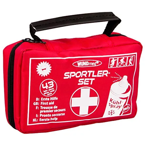 WUNDmed Erste-Hilfe-Tasche Sportler-Set, 43-teilig gefüllt - 1. Hilfe Set für Sportler, 43-teilig gefüllt für schnelle Wundversorgung unterwegs. Kompakt mit Gürtelschlaufe und verschiedenen Fächern für optimale Organisation.
