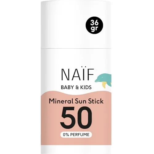 Naïf Mineralischer Sonnenschutzstick für Baby & Kind - LSF 50, 36g - Mineralischer Sonnenschutzstick mit LSF 50 für empfindliche Baby- und Kinderhaut. Wasserresistent und parfümfrei, ideal für einfache Anwendung ohne Einwirkzeit.