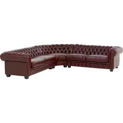 massivum Ecksofa Chesterfield III rot - Elegantes Ecksofa im Chesterfield-Stil, gefertigt aus hochwertigem Echtleder mit Federkernpolsterung für maximalen Komfort. Ideal für stilvolle Wohnräume.