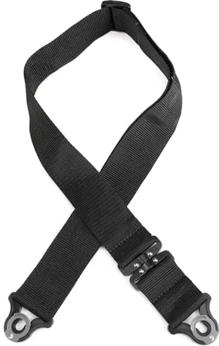 D'Addario Accessories Auto Lock Gitarrengurt - Gitarrengurt mit Verschluss - Locking Guitar Strap - Schwarz, Drehgelenk Polypro