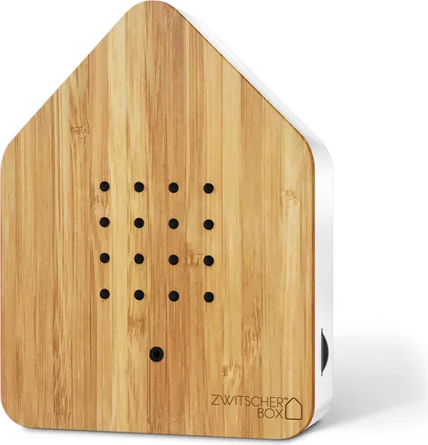 Relaxound Zwitscherbox Wood – Das Original mit Vollholzfront - Dekorative Boxen & Kästen – Erlebe entspannende Naturgeräusche mit intuitivem Bewegungsmelder und bis zu 1 Jahr Batterielaufzeit für pure Entspannung in jedem Raum.