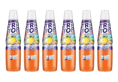 TRi TOP Tropical Sirup | Kalorienarmer Genuss für Drinks und Desserts (6 x 600ml) - Erleben Sie mit TRi TOP Tropical Sirup einen fruchtigen Genuss für Erfrischungsgetränke, Cocktails und Desserts. Mit weniger Zucker - ideal für Wassersprudler-Systeme.