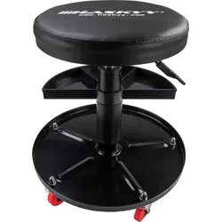 Höhenverstellbarer Werkstatthocker, Schwarz - Stühle & Hocker: Flexibel einstellbare Sitzhöhe von 43-58 cm, ideal für Werkstätten und Home Offices, gepolstert und drehbar für optimalen Komfort und Beweglichkeit.