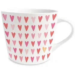 Grafik-Werkstatt Kaffee-Tasse mit 100% Echtgold | Porzellan Tasse | 420 ml | Herzen, Weiß-schwarz