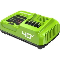 Greenworks Schnellladegerät 40 V, 5 A - Zubehör für Elektrowerkzeug: Hochleistungs-Lithium-Ionen-Akku-Ladegerät mit Diagnose-LED, ideal für schnelles Laden aller Greenworks 40-V-Akkus (außer erweiterte Serie) und vielseitig einsetzbar.