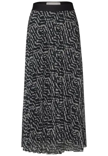 Gemusterter Plissée-Rock - Röcke für Damen, maxi Mesh-Rock mit elastischem Bund und grafischem Muster für einen soft fallenden Look und hohen Tragekomfort.