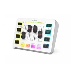 Fifine AMPLIGAME SC3 Gaming USB Mixer - Weiß - Gaming-Zubehör mit 50 dB Verstärkung für klare Audioqualität. Ideal für Streaming und Podcasts, bietet Flexibilität durch XLR- und TRS-Eingänge sowie 48-V-Phantomspeisung.