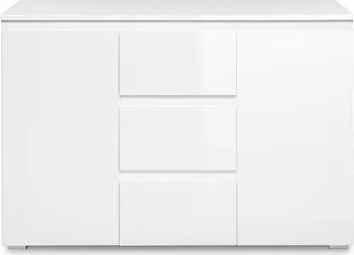 Calicosy Buffet 2 Türen 3 Schubladen Weiß 120 cm - Pretoria - Praktisches Buffet mit modernem Design, ideal für zusätzlichen Stauraum in Ihrem Zuhause. Mehrere Fächer helfen Ihnen, alles ordentlich zu organisieren. Lieferung erfolgt flach verpackt mit Montageanleitung.