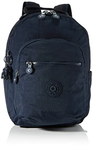 Kipling SEOUL S Kleiner Rucksack, Blue Bleu 2 (Blau) - Tagesrucksack mit Tabletschutz, wasserabweisend und ideal für den Alltag. Praktische 3 Funktionsfächer und stylischer Pac-Man-Anhänger für zusätzlichen Spaß.