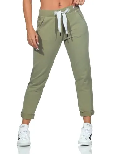 Elbsand Brinja Damen 7/8 Hose - Damen-Hosen in 7/8 Länge aus weichem Sweatmaterial, legere gerade Schnittform mit Logodruck, ideal für einen entspannten Look.