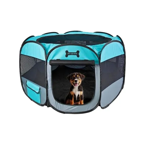 petigi Welpenauslauf XL, 115x115x65 cm, Welpenlaufstall, Gehege für Hunde, Hasen, Meerschweinchen, Katzen, 8-eckig, pflegeleicht, Farbe: Grün