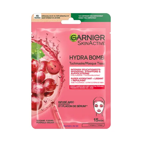 Garnier SkinActive Hydra Bomb Tuchmaske Traube Anti Aging, 1 Stk